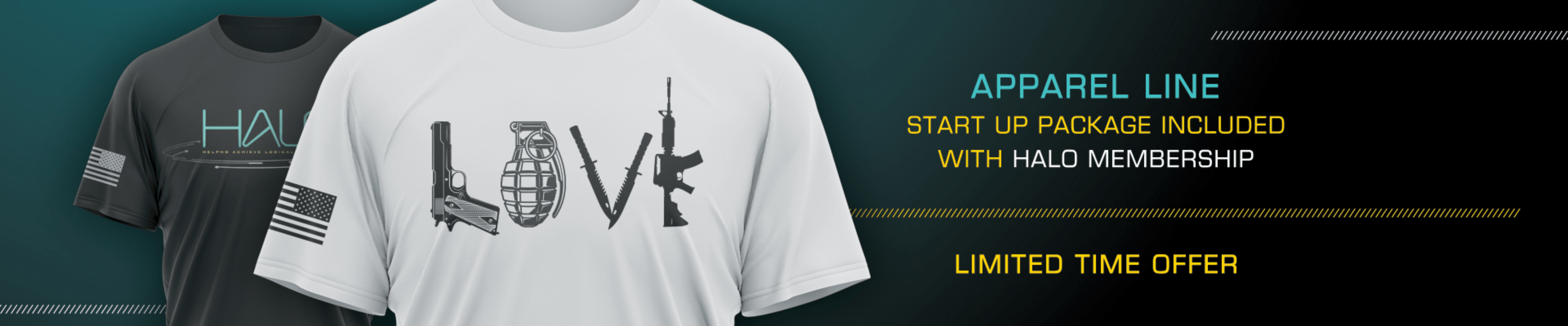 apparel line start up package included with halo membership